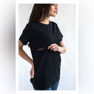 Nursing Queen black front zip tee